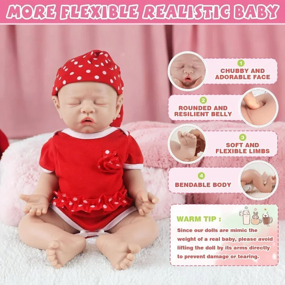 🆕12 inch Full Body Silicone Baby Dolls Reborn Hairless Baby Girl with Clothes